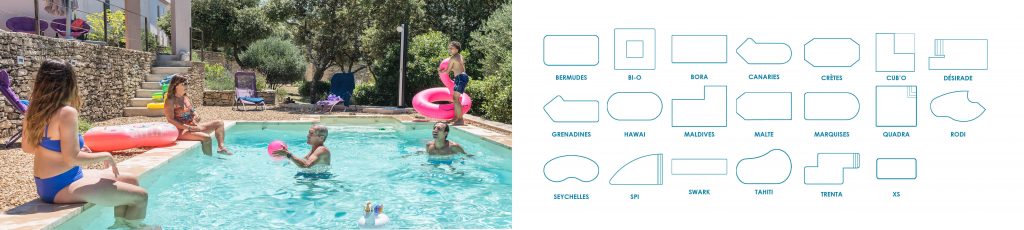 Pas moins d'une vingtaine de modèles de piscines dans voter agence Aquilus La Rochelle, Tous nos modèles sont personnalisables